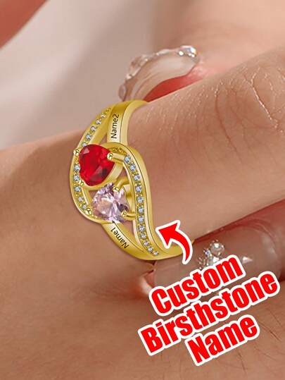 맞춤형 남녀 탄생석 반지, 개인화된 커플 이름이 새겨져 있으며 남자 친구, 여자 친구, 가족 및 친구를 위한 이상적인 선물입니다. 이 세련되고 미니멀한 반지는 어버이날, 아버지날, 발렌타인데이, 생일 및 기념일 축하 행사와 같은 경우에 적합합니다.