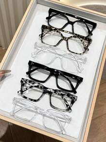 6pcs Women Geometric Cute Personalized Lively Elegant Ins Style Casual Women Clear Glasses For Street Snap Travel Suitable For All Face Shapes Accessories