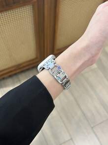 1 pièce bracelet de montre avec strass chien mignon ciel étoilé métallique compatible avec 38/40/41/42/44/45/49/46mm Ultra 2/Ultra/SE/10/9/8/7/6/5/4/3/2/1 pour femmes