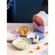 Kit With 20 Reusable Hard Plastic Plates With 2 Supports - 彩色 - 查看 3