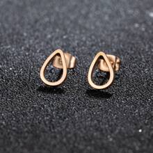 1Pair Stainless Steel Golden Plated Tear Drop Earrings For Women L Waterdrop Hoop Earrings Jewelry - 423 - View 10
