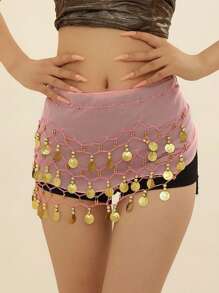 1 قطعة زي رقص البطن للنساء، تنورة من شبكة معدنية مع مجوهرات للجسم، مناسبة للأداء على المسرح، بأسلوب بوهيمي، للصيف والخريف وأعياد الهالوين وغيرها من المناسبات - متعدد الألوان - مشاهدة 9