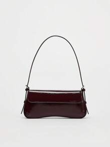 2025 New Vintage Flip-Top Glossy Minimalist Baguette Handbag, Fashionable Shoulder & Underarm Bag