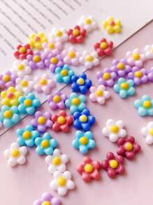 50pcs Macaron Nail Decoration DIY Multi-Color Random Mix, Nail Salon, Color Sunflower, Frangipani, Five-Petal Flowers, Spring And Summer