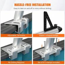 Truck Rack, 17-29" Aluminum Adjustable Ladder Rack For Truck, 800 Lbs Capacity With Non-Drilling C-Clamps, Heavy Duty Truck Bed Rack, Pickup Truck Racks For Kayak, Surfboard, Lumber, Ladder - 固定的 - 查看 4