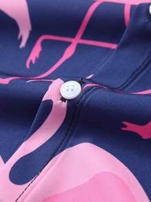 Men's Casual Short Sleeve Flamingo Print Shirt, Summer - Red Violet - View 4