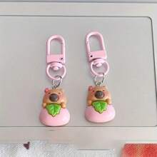 6 Stücke Cartoon Rosa Serie Capybara Schlüsselanhänger, Schlüsselanhänger für beste Freunde, Geldbörse, Rucksack, Handy, Kopfhörer Accessoires, Auto Schlüsselanhänger, kreatives kleines Geschenk für Urlaubspartys