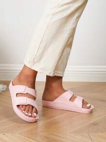 女士平底拖鞋，时尚户外运动凉鞋，EVA 模压柔软，夏季 - 粉色 - 查看 3