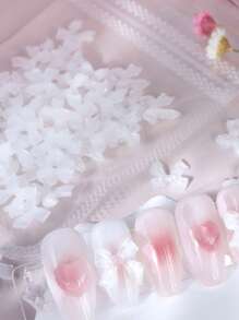 30pcs Jelly Ribbon Bow White Base Transparent Nail Art Accessories, Including 3D Resin Decor Press-On Nail Art Supplies, Nail Jewelry, Nail Gems Nails Nail Charms - White - View 3