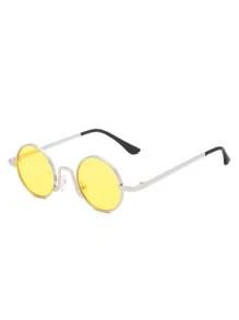 复古蒸汽朋克优雅圆形时尚眼镜，PC 镜片多种颜色，适合男士、女士、户外运动、派对、度假、旅行、驾驶、钓鱼、摄影道具 - 同款多色 - 查看 14