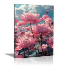 Décoration de cuisine moderne, affiche de carte du monde, champ de fleurs de lotus, belles fleurs modernes, impressions sur toile, peinture pour la maison, prête à accrocher, adaptée à la peinture décorative dans le salon et la chambre à coucher, (rose)