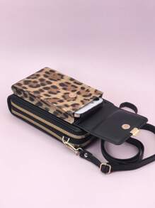 New Messenger Bag Multi-Function Large Capacity Double Zipper Mobile Phone Wallet Fashion Simple And Delicate Graphic Print Leisure Vacation Dating Cheetah Print Leopard Print Wallet Purse Wallet