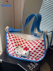 Sanrio Sanrio KT Cat Crossbody Canvas Bag Women's Shoulder Bag Cartoon Cute Dumpling Bag, Large Capacity Storage Bag