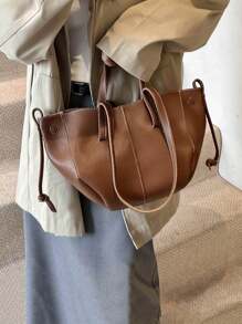 Bolso de mano grande con capacidad de un hombro y bandolera, de unicolor y estilo minimalista, para viajes