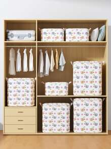 1 pieza Caja de almacenamiento de ropa de gran apertura, caja de almacenamiento de pantalones, suéteres, chaquetas de plumas de gran capacidad, manta, edredón, sábanas, caja antipolvo, caja de almacenamiento tridimensional, organizador portátil de artículos del hogar, para dormitorio, armario, cómoda, almacenamiento apilable, ahorro de espacio, cremallera suave, fácil de abrir y cerrar, tela óptima, para volver a la escuela