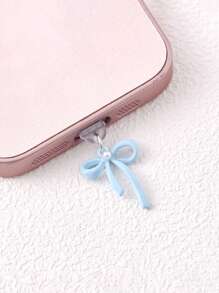 Bow Hanging Decoration Dust Plug Charging Port Rubber Plug Data Port Blockage Compatible With Apple Port Type-C Port Mobile Phone