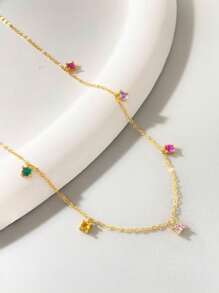 1pc Sparkling Colored Zirconia Tassel Necklace Ladies Jewelry For Women 925 Sterling Silver Highly Ornate Necklace Fine Jewelry Gifts For Girls Birthday Birthday Dating Decor