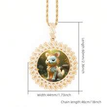 Customized Cubic Zirconia Photo Medallion Rhombus Charm Image Personalized Necklace Picture Memory Pendant Necklace Hip Hop Jewelry