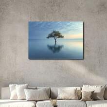 1 Pc, A Serene Photograph Of An Isolated Tree Standing Tall In The MidOriginal, Canvas, Wall Art, Living Room Wall Decor, Bedroom, Bathroom, Framed Wall Art Prints, Hanging Paintings, Home Decor, Festivals. Home D 3 - 彩色 - 查看 2