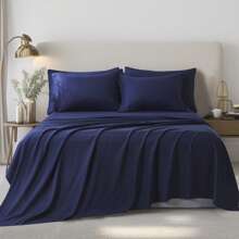 5/7 Piece Solid Color Bed Comforter Set Queen, Creative Geometric Pattern Design, Soft And Comfortable Summer Bedding Set.Bed In A Bag For All Seasons, Includes Comforter, Flat Sheet, Fitted Sheet, Pillowcases,  Ideal Gift. - Màu xanh lam - Xem 7