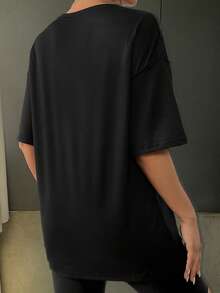 可爱猫咪卡通粉色字母印花T恤女夏季宽松短袖上衣