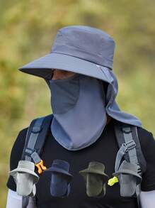 1 pieza Sombrero ancho casual para hombre, sombrero de cubo transpirable para protección solar en exteriores y viajes en bicicleta