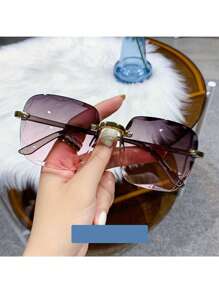 نظارات موضة نسائية بدون حافة مربعة الشكل، نظارات الموضة للرجال والنساء لفصل الصيف والسفر (لا يتضمن علبة النظارات) للعطلات الشاطئية والخارجية والسفر
