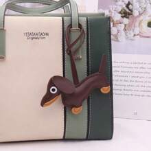 1pc Cute Dachshund Charm Pendant Accessory, Faux Leather Sausage Dog Bag Charm/Keychain, Korean INS Style Car Accessories School Cartoon