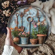 Rustic Garden Tools Wooden Sign For Room Decor, Primitive Wooden Wall Art, Fanciful Wooden Carved Plaque, Suitable For Home, Restaurant, Cafe, Garage Decoration, Hole Style Varies In Metal Bedroom Decor Home Decor Wall Decor - Multicolor - View 4