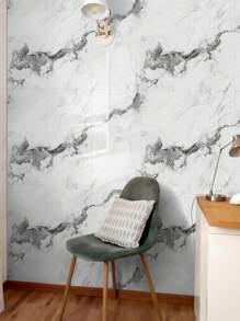10pcs/Set 1.8㎡ PVC 3D Marble Texture Ceramic Tile Wall Sticker, Waterproof, Mildew Proof, Decorative Wall Panel For Kitchen, Bathroom - White Gray - View 12