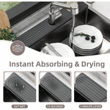 Silicon & Stone Absorbent Mat - For Sink Faucet, Quick-Dry Silicone And Stone Material To Prevent Water Accumulation, Kitchen & Bathroom Cabinet Protector