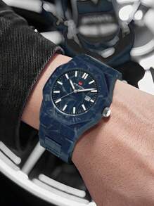 1pc Blue Men's Wrist Watch With Calendar, Luminous, Fashion Casual Sports Style, Suitable For Daily Decoration And Gift
