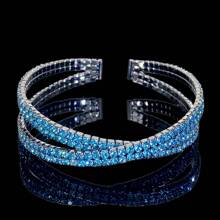 1pc Luxurious Intersected Synthetic Zirconia Bracelet, High-End Accessory Suitable For Gift, Daily Wear, Party, Wedding Occasions - Silver-red - View 35