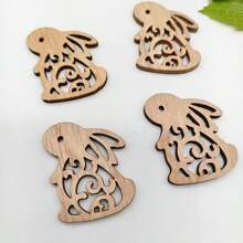10pcs, Complex Easter Wooden Bunny Decorations,Natural Cutout Design, Perfect For Garden & Home Decoration, Multi-Purpose Letter Animal Theme, No Power Required, Bunny Accessories Gifts Birthday Graduation