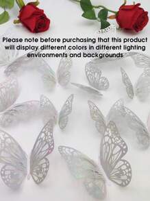 12pcs/Set 3D Hollow Butterfly Wall Stickers, Cake Decor, Wedding Decor, Home Living Room Decor Gifts Birthday Graduation Home Decor Wall Decor Bathroom Decor Bedroom Decor Room Decoration Stuff House Decor Home Decor Living Room Wall Paper Personalised Stickers School Decor School Surprise Dormitory Decor Back To School