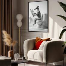 1pc, Canvas Hanging, Framed Decorative Painting, Poster, Wall Arts, Whimsical Greyhound Bathroom Canvas Poster - Humorous Wall Art For Living Room, Bedroom, Home Office Decor - Vintage & Modern Style, Vertical Orientation, Animal Print, Indoor Use, Bathroom Decor Gifts Birthday Graduation