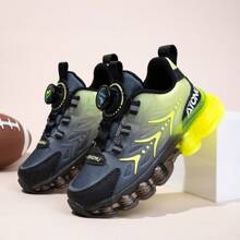 1 双青少年网眼厚底运动鞋，拼色鞋面，双层 PVC 鞋底，柔软舒适的网眼材质，轻便透气，可调节旋转扣，适合休闲和运动穿着彩色运动鞋 - 彩色 - 查看 2