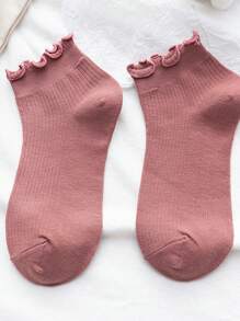 1/10 Pairs Women Spring/Summer Ruffled Ankle Socks,Versatile Candy Color Solid Short Socks, Lace Trim Boat Socks
