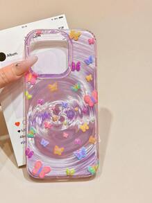 INS koreanisches süßes Schmetterling Laser Wirbelmuster Handyhülle kompatibel mit iPhone 16 15 14 13 Pro Max, weiches Backcover, Geschenk für Mädchen