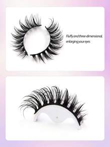 Asiteo 7 Pairs Moisturizing Glossy Thick & Fluffy Full-Frame False Eyelashes, Faux Mink Lashes, Suitable For Parties, Cosplay, Cartoon Styles And More - 尖尾漫畫款 - 查看 5