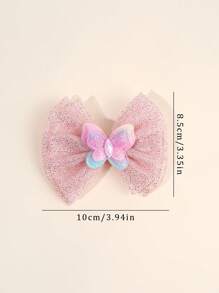 2pcs Yarn Double Layer Girls Hair Bow Clips,Fabric Butterfly Decor Hair Bows Clips For Kids,Fashion Alligator Clips Hair Accessories For Girls