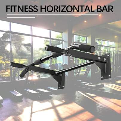 1 Set Pull-Up Bar, Wall Mounted Single Bar, Indoor Double Bars Home Gym Fitness Equipment, Suitable For Gym, Home & Outdoor Use