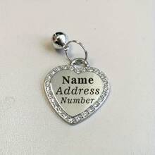 1pc Personalized Heart-Shaped Pet ID Tag, Zinc Alloy Material With Rhinestones And Bell, Dog And Cat Collar Pendant, Engraved Pet Name And Contact Info, Accessory To Prevent Pet Loss, Ideal Pet Gift - Multicolor - View 6