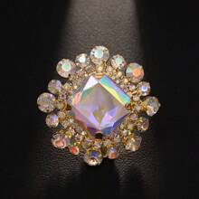 LuxstyWear New Arrival Premium Oversized Rhinestone Adjustable Ring, Colorful Square-Shaped Diamond Fashion Ring For Women