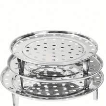 1/3pcs LDQ Stainless Steel Steamer Rack - Rust-Proof For Home Storage Pots, Multi-Layer Round Steamer Insert With Can Holder Accessory, Perfect For Home Kitchen Use, Kitchen Helper[Please Remove The Anti-Scratch Film Before Use, If It Cannot Be Removed, Please Use Hot Water To Soak] - Multicolor - View 10