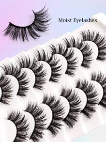 Asiteo 7 Pairs Cartoon Style Wet Effect Spiky False Eyelashes, Lightweight & Fluffy Faux Mink Doll Lashes, Reusable, For Dramatic Cartoon Character Makeup - 尖尾漫畫款 - 查看 6