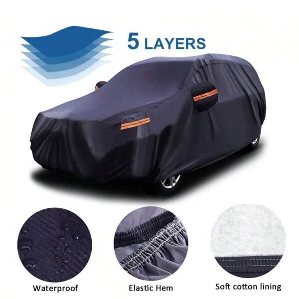 Waterproof Full SUV Car Cover With Reflective Strip Outdoor UV Snow Dust Rain Resistant Protection 207x71x75inch