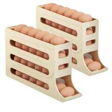 4 Tiers Fridge Egg Rack Large Capacity Egg Dispenser For Refrigerator,Auto Rolling Fridge Egg Organizer For Kitchen - Yellow - View 2