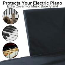 Funda para piano electrónico de 88 teclas con cordón, funda completa de tela técnica con pantalla espectral para piano eléctrico de 88 teclas - Negro - Ver 3