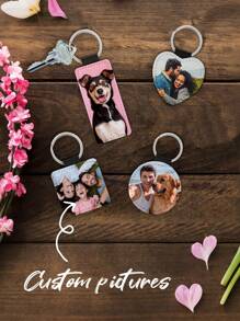 1 pieza Llavero de foto de cuero personalizado, personalizable con fotos de mascotas, parejas o familiares, regalo para ella, parejas, mamá, papá, hermana, abuelos, familia, vacaciones, aniversario, portátil, grabado, acero inoxidable, colorido, lindo, divertido, kawaii, estilo del milenio, unisex, casual - Blanco - Ver 2